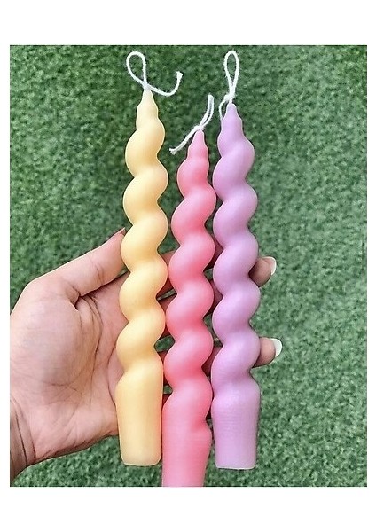 3 Adet Renkli Dekoratif Şamdan Mum
