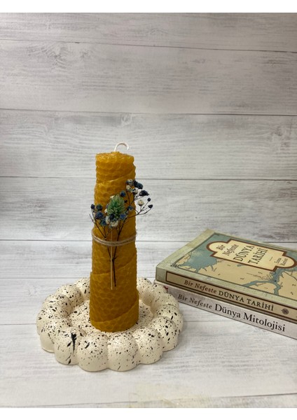 Balmumu Orta Boy Prizma Petek Sarma Mum + Mini Bubble Mumluk