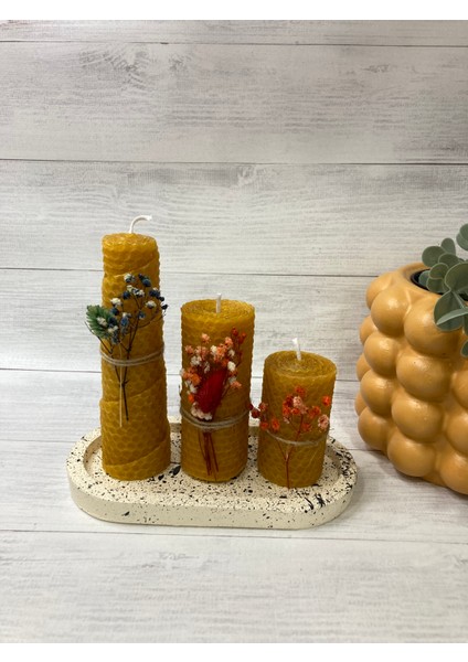 Sarma Balmumu Hediye Seti 4 Parça(Oval Mumluk Dahil)