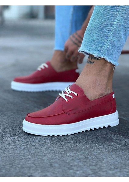 Saraclı Erkek Casual Ayakkabı Vegan Kırmızı Topuk Boyu 3 cm