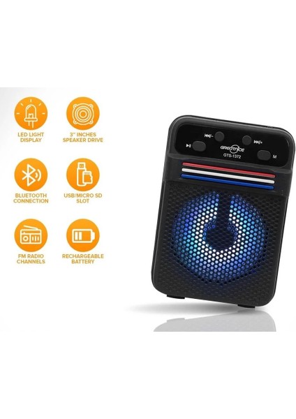 GTS-1372 Mini Bluetooth Kablosuz Taşınabilir LED Işıklı Hoparlör