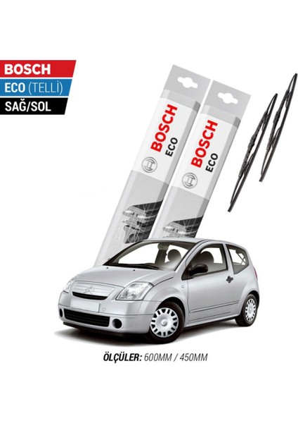 Citroen C2 2003 Model Silecek Takımı Bosch Eco (Telli)