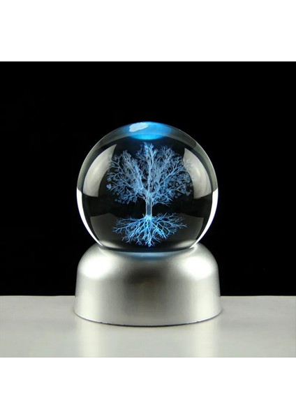 Renk Değiştiren Işıklı Tree Of Life Temalı Cam Küre 6cm