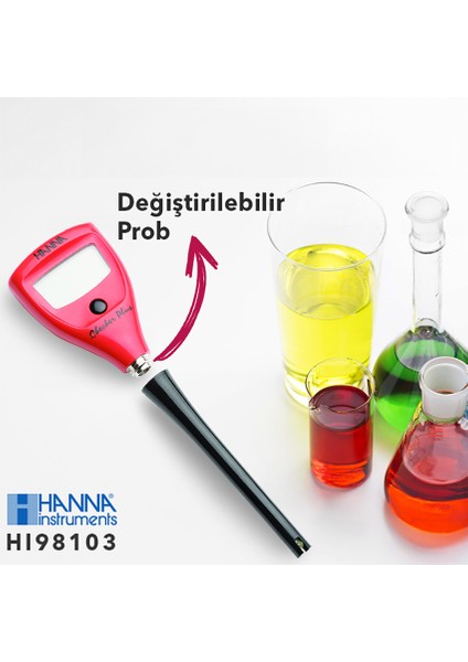 Hanna Hı 98103 Kalem Tipi Ince Problu Dijital Ph Ölçer 0.1 Ph / Ph Metre
