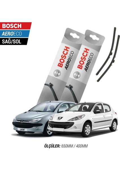 Peugeot 206 / 206+2006 Model Bosch Aeroeco Muz Silecek Takımı