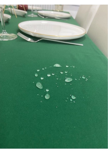 Sıvı Geçirmez Keten Dertsiz Masa Örtüsü Yılbaşı Yeşili + 6 Peçete fiyatları