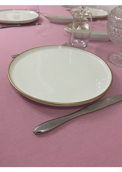 Sıvı Geçirmez Keten Dertsiz Masa Örtüsü Pembe + 12 Peçete fırsatları