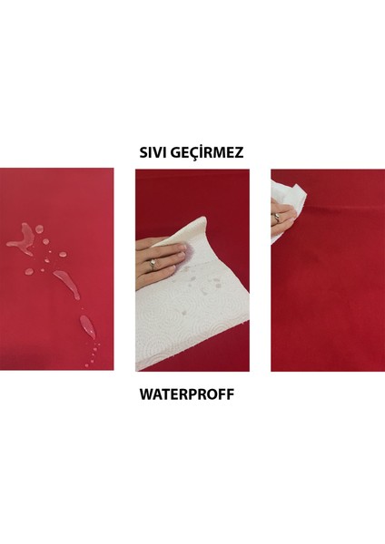 Sıvı Geçirmez Keten Dertsiz Masa Örtüsü Kırmızı + 12 Peçete indirimleri