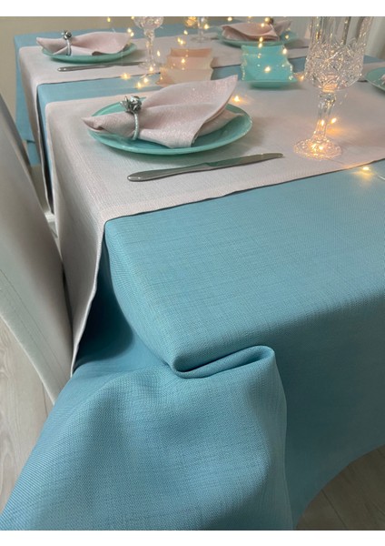 Polyester Keten Dertsiz Masa Örtüsü Maldiv + 12 Peçete