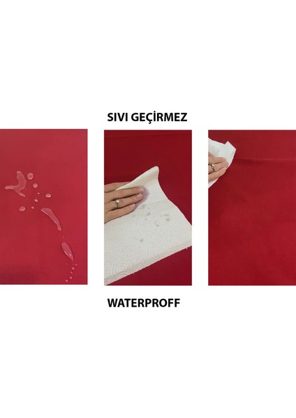 Sıvı Geçirmez Keten Dertsiz Masa Örtüsü Kırmızı indirimleri