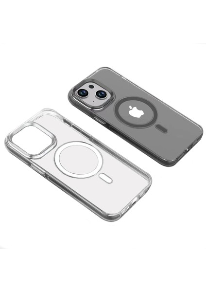 iPhone 15 Kılıf Wireless Şarj Özellikli Şeffaf Efsane Kapak Kılıf