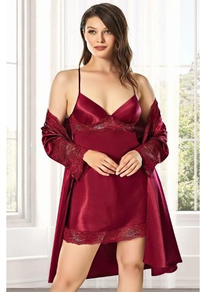 8610 Kadın Çeyizlik Saten 6'lı Set-Bordo AA8610 modelleri