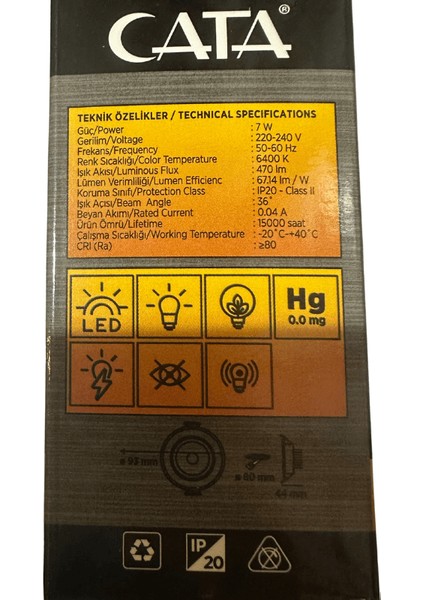 CT-5204 7W 6400K (Beyaz Işık) Akik Sıva Altı LED Spot (2 Adet)