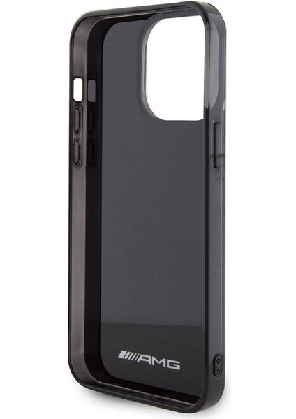 iPhone 15 Pro Max Kılıf Amg Orjinal Lisanslı Çift Katmanlı Küçük Logolu Dörtgen Şerit Desenli Siyah