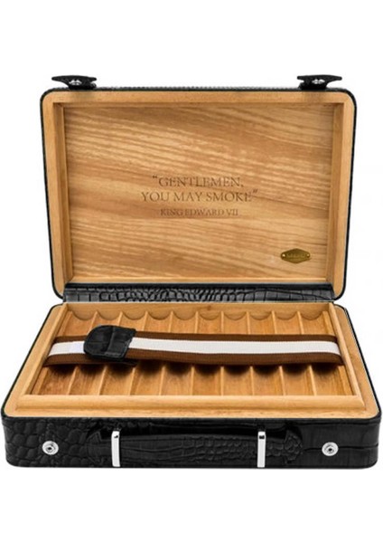 Croco Desen Seyahat Puro Kutusu Humidor Içi Sedir Siyah 18's