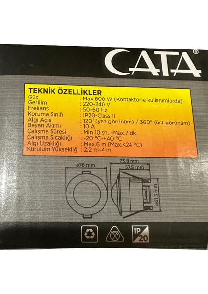 CT-9242 360 Derece Sıva Altı Sensör