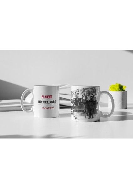 24 Kasım Öğretmenler Gününe Özel Ilk Öğretmen Atatürk Temalı Baskılı Hediyelik Kupa Bardar modelleri