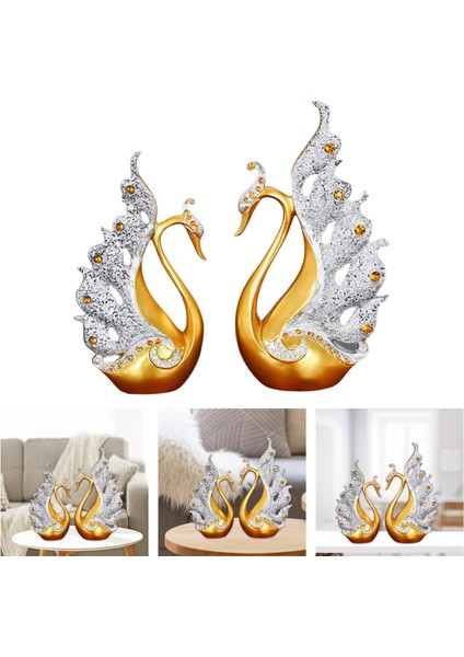 2 Set Kuğu Sevgilisi Heykeli Figürler Reçine Dekoru (Yurt Dışından)