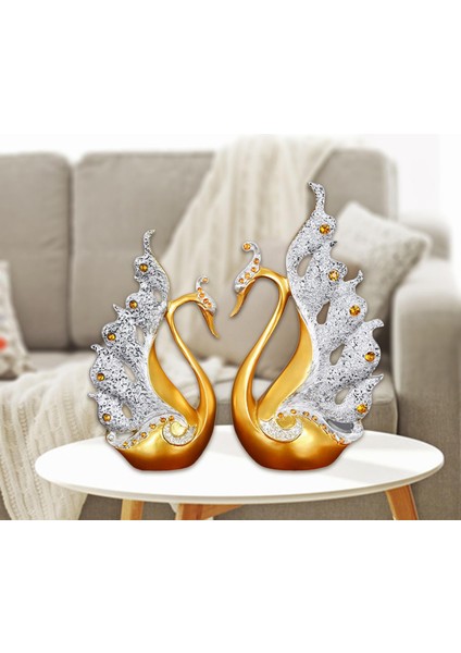 2 Set Kuğu Sevgilisi Heykeli Figürler Reçine Dekoru (Yurt Dışından)