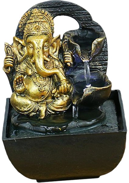 Üstü Su Çeşmesi Heykelleri Fil Hindu I Heykelcik Şanslı Feng Shui Pompa ile Hediye El Sanatları Için LED Işıkları Ile, 14CMX13.5CMX18CM (Yurt Dışından)