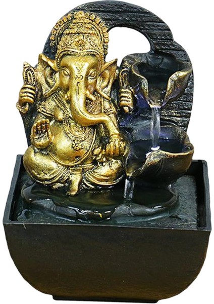 Üstü Su Çeşmesi Heykelleri Fil Hindu I Heykelcik Şanslı Feng Shui Pompa ile Hediye El Sanatları Için LED Işıkları Ile, 14CMX13.5CMX18CM (Yurt Dışından) fiyatları