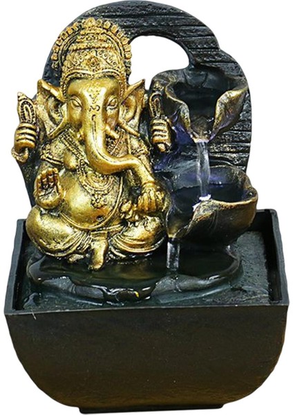 Üstü Su Çeşmesi Heykelleri Fil Hindu I Heykelcik Şanslı Feng Shui Pompa ile Hediye El Sanatları Için LED Işıkları Ile, 14CMX13.5CMX18CM (Yurt Dışından) fırsatları