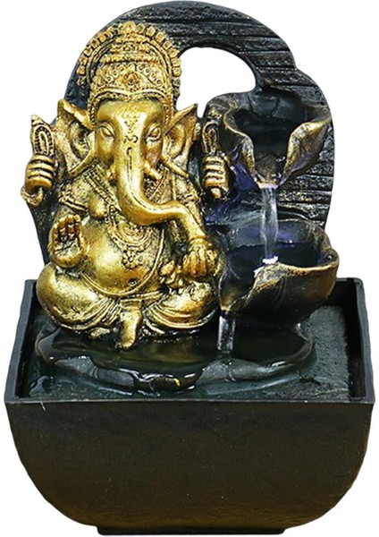 Üstü Su Çeşmesi Heykelleri Fil Hindu I Heykelcik Şanslı Feng Shui Pompa ile Hediye El Sanatları Için LED Işıkları Ile, 14CMX13.5CMX18CM (Yurt Dışından) indirimleri