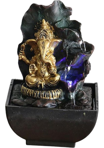 Üstü Su Çeşmesi Heykelleri Fil Hindu I Heykelcik Şanslı Feng Shui Pompa ile Hediye El Sanatları Için LED Işıkları Ile, 13CMX13CMX19CM (Yurt Dışından)