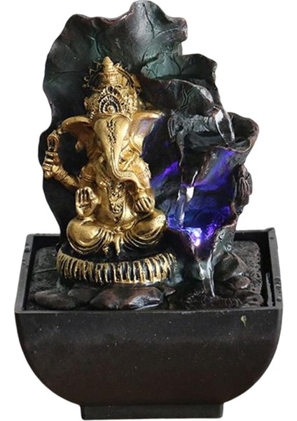 Üstü Su Çeşmesi Heykelleri Fil Hindu I Heykelcik Şanslı Feng Shui Pompa ile Hediye El Sanatları Için LED Işıkları Ile, 13CMX13CMX19CM (Yurt Dışından) fırsatları