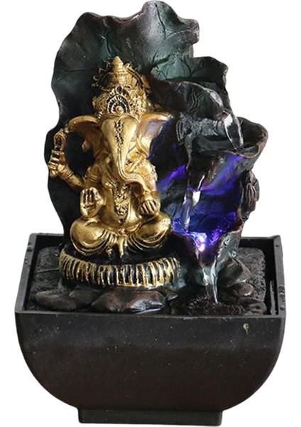 Üstü Su Çeşmesi Heykelleri Fil Hindu I Heykelcik Şanslı Feng Shui Pompa ile Hediye El Sanatları Için LED Işıkları Ile, 13CMX13CMX19CM (Yurt Dışından) indirimleri