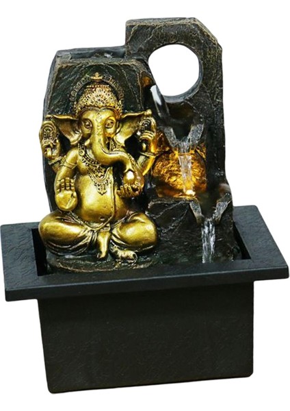 Üstü Su Çeşmesi Heykelleri Fil Hindu Isı Heykelcik Şanslı Feng Shui, Için LED Işıkları ile Pompa ile Hediye El Sanatları, 16.5CMX13CMX21CM (Yurt Dışından)