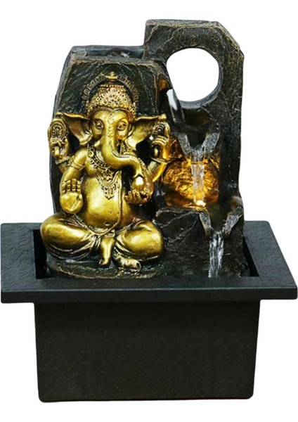 Üstü Su Çeşmesi Heykelleri Fil Hindu Isı Heykelcik Şanslı Feng Shui, Için LED Işıkları ile Pompa ile Hediye El Sanatları, 16.5CMX13CMX21CM (Yurt Dışından) modelleri