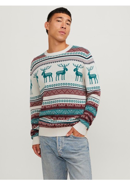 Jack & Jones Yilbasi Temali Bisiklet Yaka Kazak - Xmas Snowball