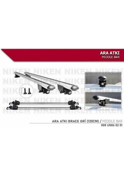 Araç Üstü Ara Atkı Tavan Barı Bagaj Brace Gri 120 cm