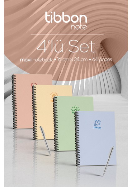 Note Maxi Defter Spiralli 4 Lü Set