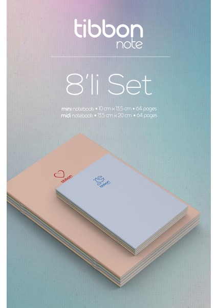 Note 8 Li 4 Mini & 4 Midi Defter Dikişli Set