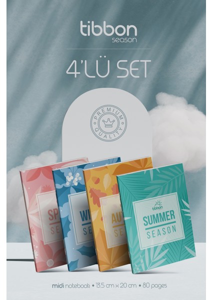 Seasons Midi Defter Dikişli 4'lü Set
