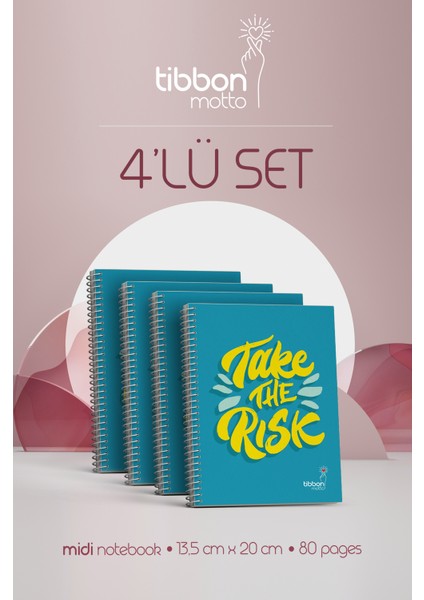 Motto Midi Defter Spiralli 4'lü Set Risk