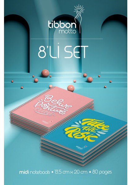 Motto Midi Defter Spiralli 8'li Set Motto 3