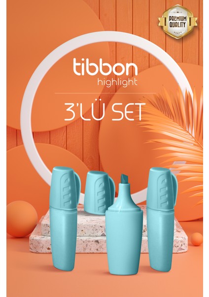 Higlight Fosforlu Kalem 3 Lü Set Mavi