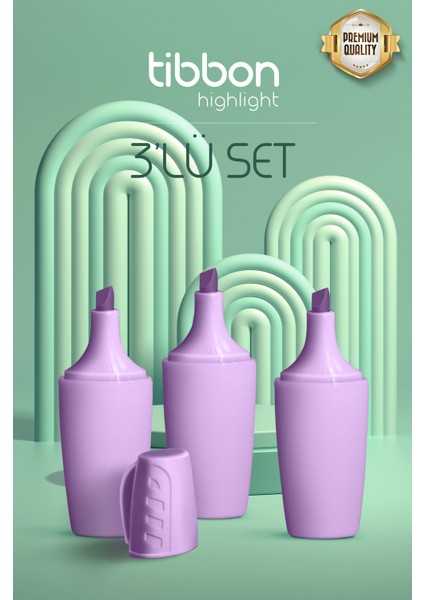 Higlight Fosforlu Kalem 3 Lü Set Mor