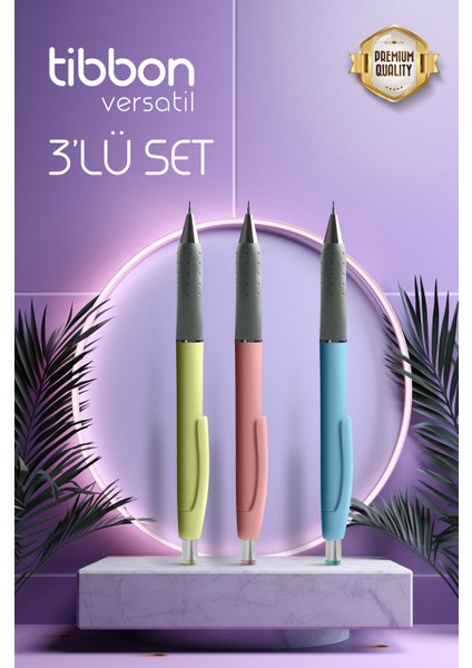 Versatil Uçlu Kalem 0.7 mm 3 Lü Set (Yavruağzı Pembe Mavi)