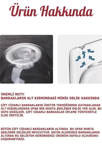 4'lü Çift Cidarlı Cam Kupa Bardak 450 ml Ev Ofis Fincanı Çift Katlı Isı