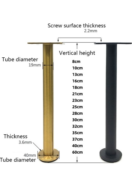 Yuekeda-Paslanmaz Çelik Dolap Kanepe Ayakları, Yükseklik: 37CM (Yurt Dışından)