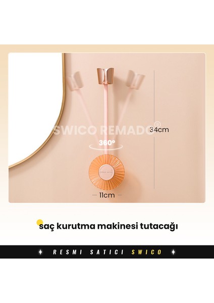 Eller Serbest Saç Kurutma Makinesi Tutacağı Matkapsız Banyo Askısı (Yurt Dışından) fiyatları