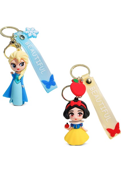 Sevimli Karikatür Prenses Modeli Anahtarlıklar 2 Adet (Yurt Dışından)