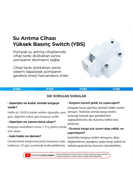 Su Arıtma Cihazı Yüksek Basınç Switch (Ybs)