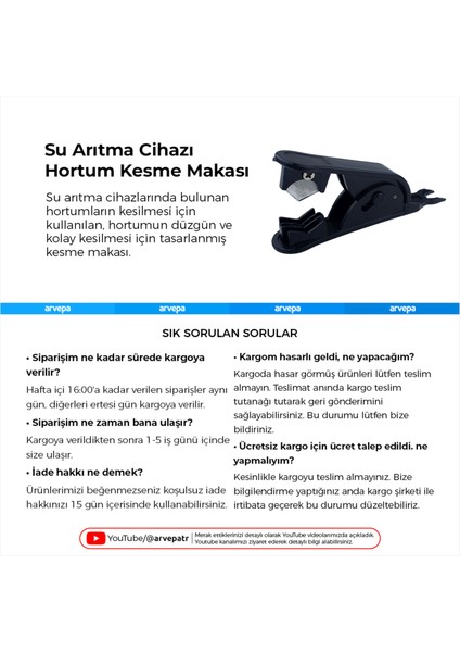 Su Arıtma Cihazı Hortum Kesme Makası