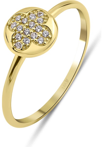 14 Ayar Altın Yaprak Motifli Yüzük KRS143-14GRZ