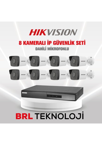 8 Kameralı 4 Mp Ip Güvenlik Kamera Seti (Dahili Mikrofonlu)